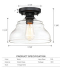 Industrial Semi Flush Mount Ceiling Light With Clear Glass In Black Finish Dope Modern Farmhouse Fixture 10 Inch