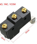 Panel Mount Long Hinge Roller Lever Micro Limit Switch SPDT 1NO 1NC With Screw Terminals For AC DC Control Circuits, black with gold screws