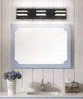 Vanity Light Fixtures Over Mirror LED Dimmable Three Light Bath Light In Black Finish, Modern Restroom Lighting For Bathroom