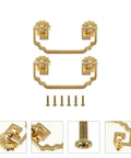 Two Pack Vintage Brass Wardrobe Door Handles And Copper Cabinet Drawer Pulls In Chinese Style Furniture Hardware, with mounting screws shown.