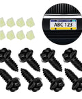 License Plate Screws Kit With Nylon Inserts For Cars And Trucks, Includes 8 Screws And 8 Nylon Inserts, Black License Plate