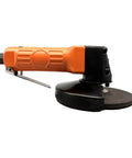 125 Mm Pneumatic Angle Grinder Polisher Sander With Turbo Trigger And Removable Canted Side Handle, side view, showing grinding pad.