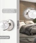 Clear Glass Privacy Door Knobs 6 Pack With Lock Heavy Duty Satin Nickel Interior Bedroom Bathroom Door Knobs Round Bubble Ball Handles Easy Push Button Lock And Emergency Wrench Included