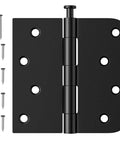 3 Pack 4 Inch Black Door Hinges With Square And Five Eighths Radius Corners Heavy Duty Exterior Hinges With Removable Pin Anti Rust And No Squeaks Includes 24 Self Tapping Screws And Pin Removal Screw For Easy Installation.