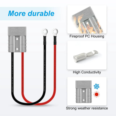 Road Ready 2 Pack Battery Quick Connect Terminals With Snap Tight O Ring Seals And Beefy 8 Awg Cores, fireproof housing, high conductivity
