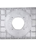 Premium Aluminum Alloy Router Table Insert Plate with Center Alignment Bushing and Installation Screws, top view of precision fit design.