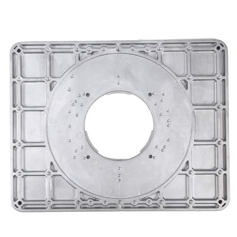 Premium Aluminum Alloy Router Table Insert Plate with Center Alignment Bushing and Installation Screws, top view of precision fit design.