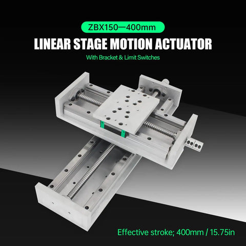 400mm Travel CNC Linear Stage Motion Actuator With X, Y, Z Axis Cross Sliding Table, Beefy 1605 Ballscrew, Dual Limit Switches