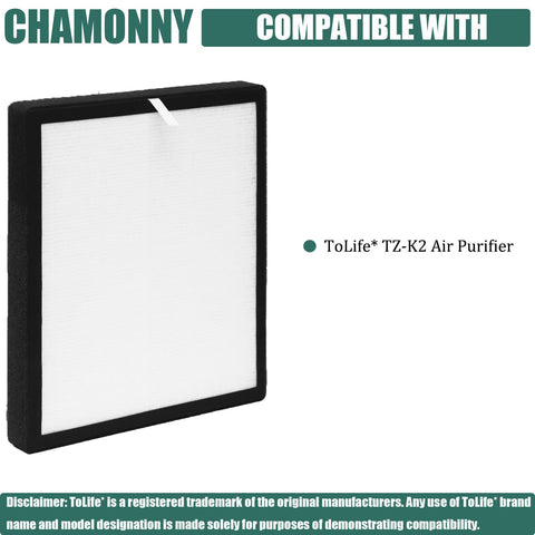 TZ-K2-A Compatible 3 In 1 H13 True HEPA Filter Replacement with Activated Carbon, Pre Filter for ToLife TZ-K2 Air Purifier