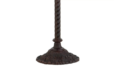 Bronze Botanical Tiffany-Style 71-Inch Torchiere Floor Lamp with twisted iron base detail
