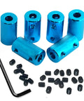 6 Pack Aluminum Alloy Shaft Couplers For DIY Projects Rigid Stepper Motor Wheel Connectors 5mm To 5mm with screws and hex wrench
