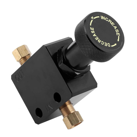Supercharge Your Stopping Power With This Tight Adjustable Brake Proportioning Valve Crafted From Solid Aluminum Alloy For Universal Disc And Drum Systems That Keep Your Ride Planted And Handle Like A Dream, featuring a black flow splitter with brass fittings.