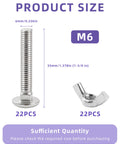 M6 Bolt and Butterfly Nut Set for dog crate repairs, includes 22 steel fasteners, each 35mm long and 6mm wide.