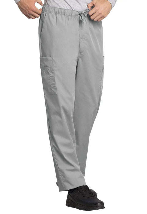 Mens Fly Front Cargo Scrub Pants With 7 Pockets Durable Fade Resistant Poly Cotton Poplin Plus Size 5XL Grey Rugged Wear