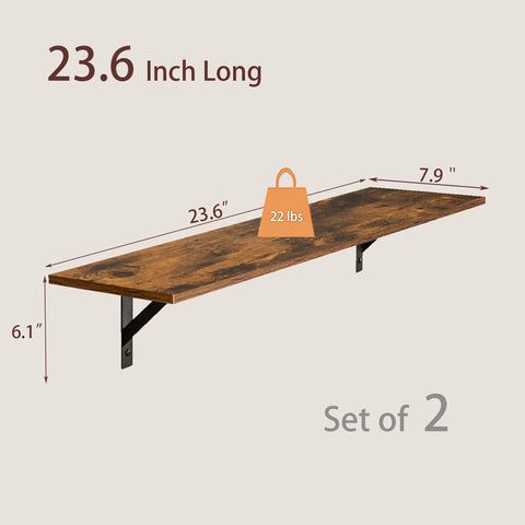 Pro Level Floating Wall Shelves Featuring Ridiculously Strong Metal Brackets And Zero Sag Particleboard Design For Bedroom Storage Or Bathroom Display Plus Straight Up Easy Hanging That Holds Up To 22 Pounds With Ease, 23.6 inch long.