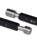M8x1.25 Thread Plug Gauge 6H Double End GO NO GO Unified Thread Gauge, Right Hand, Tool Steel HRC 62-64, close-up view
