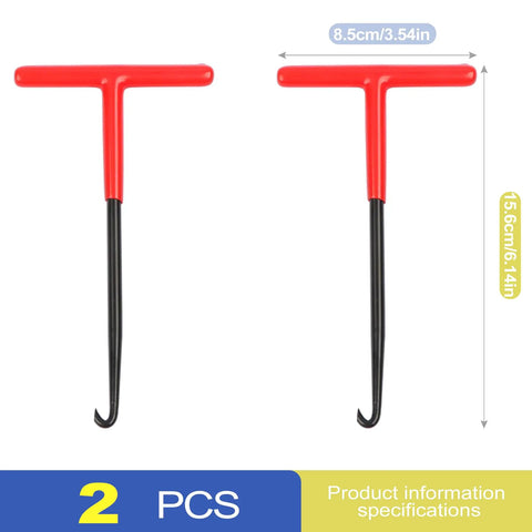 Two-Piece T-Handle Exhaust Spring Puller Set showing dimensions for heavy-duty maintenance.