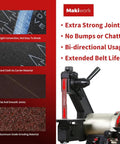 54 Piece Sanding Belts And Discs Combo Kit with sander showing belt features and brand logo