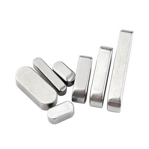 4mm Round End Feather Key For Drive Shafts, 25mm Length, A2 304 Stainless Steel Industrial Parallel Key shown in various sizes