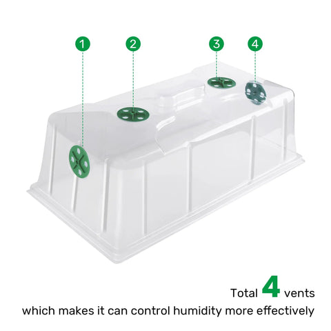 10 Pack Humidity Dome Set For Propagation, 7 Inch Tall Extra Strength Lid With Four Adjustable Vents, Pro Grade, Fits 10x20 Inch Flat Trays, Ideal For Seed Starting, Cloning, Germination And Humidity Control