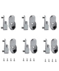 Six Piece Oval Closet Rod End Supports 15mm By 30mm Built Tough Heavy Duty Wardrobe Bracket Metal Rod Holders With Rear Facing 6.5mm Pins For Easy Rugged Closet Pole Installation And Long Lasting Use, six silver brackets with screws