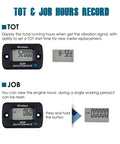 Digital Vibration Activated Hour Meter Gauge For Engine Hours Tracking And Maintenance Scheduling Keeps Tabs On Total And Run Time With Resettable Previous Hours Five Independent Maintenance Channels on black display