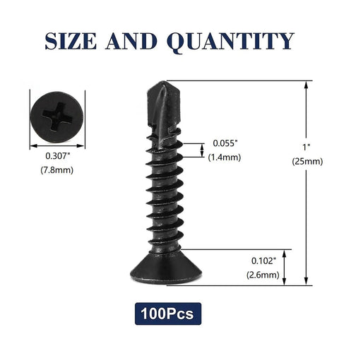 Tough As Nails Size 8 By 1 Inch 410 Stainless Steel Sheet Metal Screws with dimensions and quantity display.