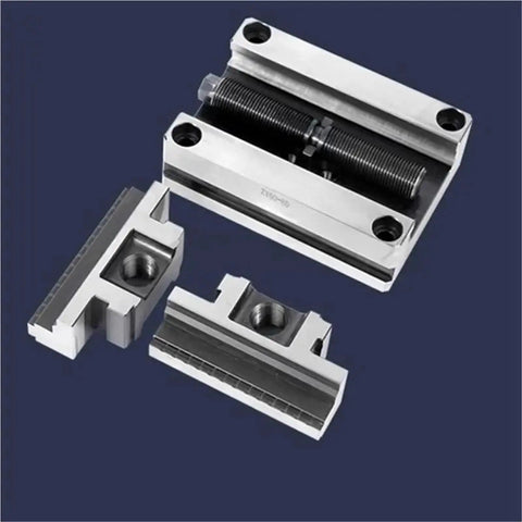 Heavy Duty Self Centering Turntable Fixture Boasting Smooth Acting CNC Concentric Vise For Dead On Accuracy In Machining and Easy Hold Pliers Clamping Up To Sixty Millimeters, showcasing metallic jaws and adjustable mechanism.