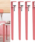 Sturdy 4-Piece Metal Table Clamp Legs Set For DIY Home Projects, Adjustable F-Shape Coffee Table And Desk Feet, red, side view