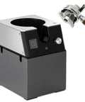 Electric Espresso Puck Remover And Auto Ground Disposal Unit with stainless steel casing and digital controls.