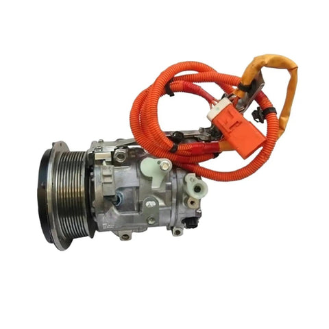 Heavy Duty Electric Hybrid Air Conditioning Compressor Direct Fit Swap For Toyota Alphard 2 4 with orange wiring harness.