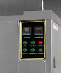 Control panel of Heavy Duty Industrial Ultrasonic Parts Washer 81 Gallon Tank shows settings for temperature and ultrasonic timer.