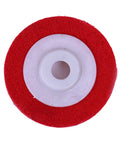 Red 4 Inch Nylon Fiber Polishing Wheel for 100mm Angle Grinders Buffin Disc, top view showing anti clog design and heat dissipation