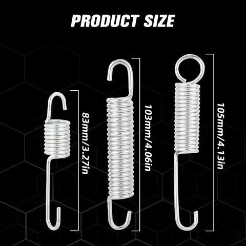Ride Ready Universal Motorcycle Kickstand Springs Set For Dirt Bikes, Pit Bikes, Mini Bikes And Electric Scooters, Replacement Side Stand Springs, Stainless Steel, 83mm 103mm 105mm Fits Most Models with size labels