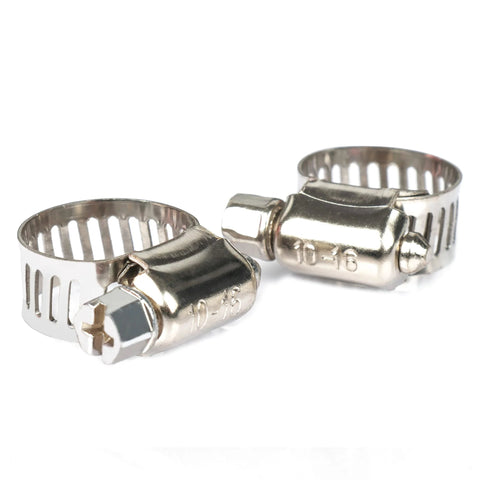 Amazon U.S. Solid stainless steel hose clamps, 10-16mm inner diameter, two visible