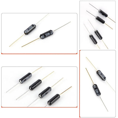 20 Pack SW 200D Metal Ball Tilt Switch Sensors For Arduino Raspberry Pi DIYers And Geeks Mercury Free Vibration Transducers For Angle Sensing And Alarm Systems, black cylindrical leads