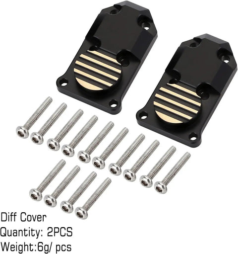 Beefed Up Brass Upgrades Diff Cover Steering Knuckle And RC Hex Extension Kit For Axial SCX24 AXI90081 two black brass diff covers