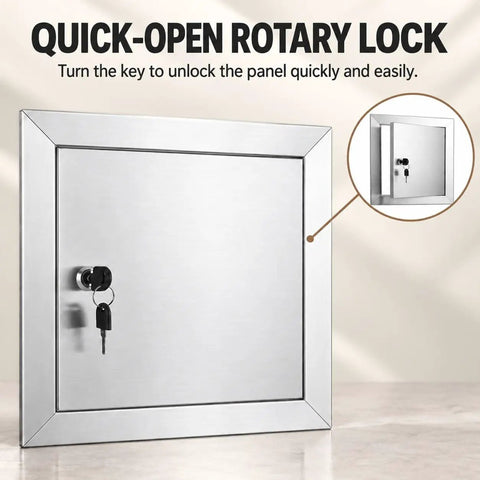 Heavy Duty Stainless Steel Drywall Access Door 28 X 28 Inch With Slick Rotary Latch Pro Grade Service Panel for quick access.