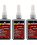 Three bottles of Red High Strength Thread Locker For Big Bolts And Heavy Duty Fasteners Permanent Locking Anaerobic Formula 1.7 Oz