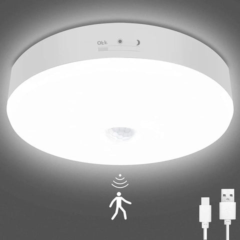 Motion Sensor LED Ceiling Light With USB Cable And Rechargeable Battery Wireless Closet Lights No Wiring Needed For Indoor And Outdoor Use Across Hallways Stairs Porch Pantry Wall Mounts