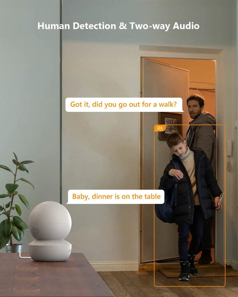 4MP QHD Indoor Pan Tilt Security Cam With Plug In WiFi Night Vision Baby Monitor 2 Way Audio Motion Tracking And Sound Alerts 2560x1440 2 4GHz Home Surveillance For Any Room Perfect For Nurseries And Busy Homes No Drama detecting movement and sound alerts