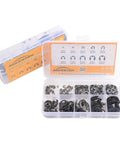 Beefy 300 Piece E Clip Set In Black Alloy Steel External Retaining Rings M1.5 Through M10 For Machinery, Automotive, And Equipment Maintenance And Repairs