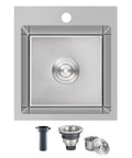 15 X 17 Inch Drop-In Black Nano Finish Bar Sink 304 Stainless Steel Prep Sink With Basket Strainer top view