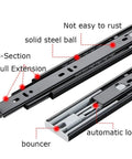 Detailed view of Beefy 12 Inch Drawer Slides Two Pack Full Extension Bottom Mount Three Fold Hidden Rails With Ball Bearing Track
