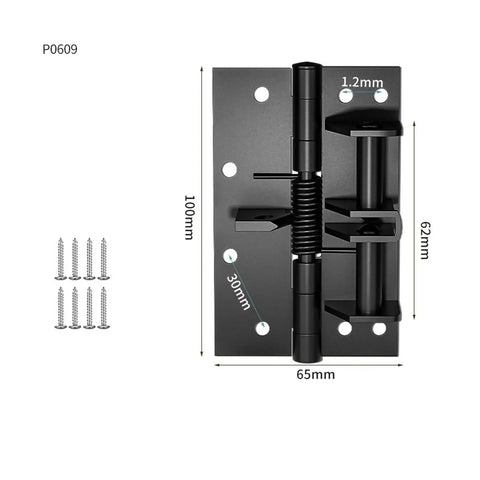 Three In One Door Closer With Spring Hinge for Interior Doors, black, 100x65 mm, auto self close, includes screws
