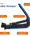 Coaxial Cable Crimping Kit With 20 F Compression Connectors Adjustable For RG6 RG59 RG11 RG58 RG7, close-up of crimper tool