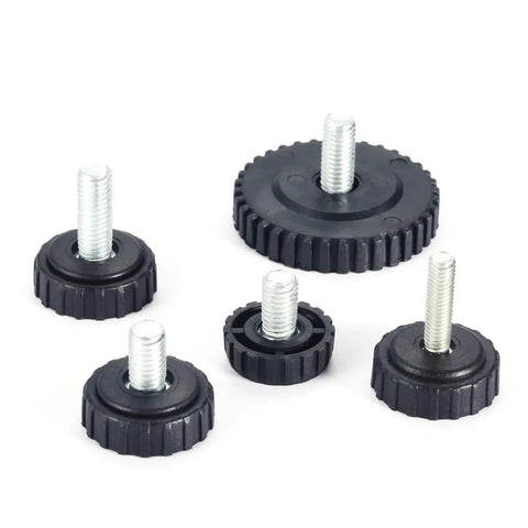 Screw On Furniture Glide Leveling Foot Set For Tables And Desks Beefy Adjustable Diameter Leg Levelers 10 Pack M6 M8 displayed