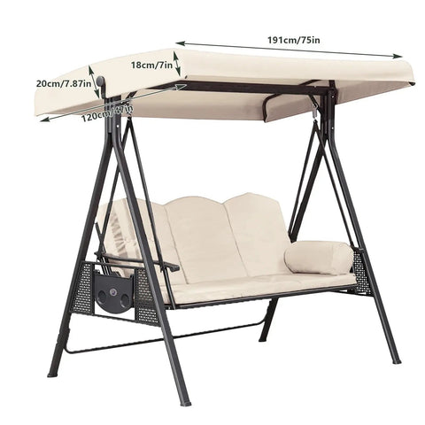 Weatherproof 75 By 47 Inch Universal 3 Seat Swing Canopy Replacement Top Cover For Outdoor Patio Garden Beige Top Only, Waterproof Shade, Easy Fit For Most Three Seat Porch Swings, Refresh Your Outdoor Space