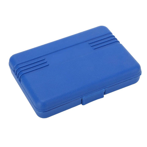Blue storage case for Rock Solid 10 Pcs Screw Tap Extractor Set Made From Quenched Alloy Steel For Easy Removal Of Broken And Stripped Bolts In Any Tough Repair Job With Sturdy Storage Case Included
