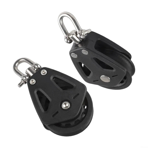 2 Pack Heavy Duty Nylon Pulley Block For Sailboat Rigging And Marine Applications With Bearing System, 460kg Load Capacity, Single Sheave